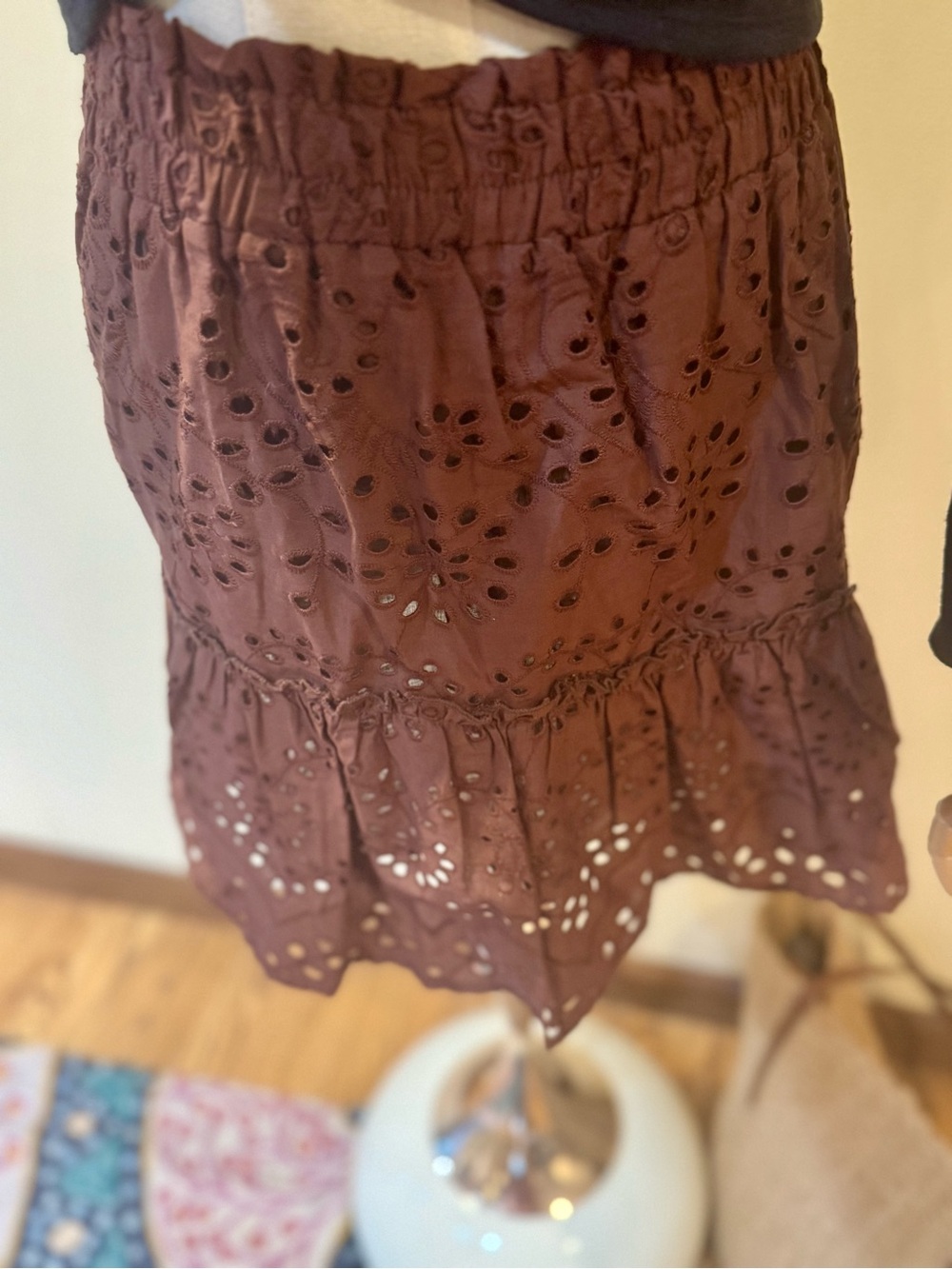 Women's Brown Eyelet Tiered Skirt Bishop and Young